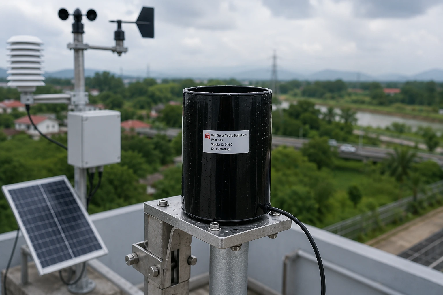 Rain Gauge Tipping Bucket Mini Rika RK400-09 untuk monitoring curah hujan